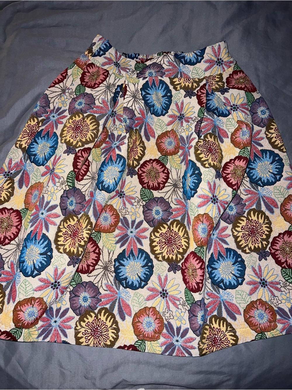 ODDI small Floral Embroidered A-Line Skirt — Multicolor tapestry flowy